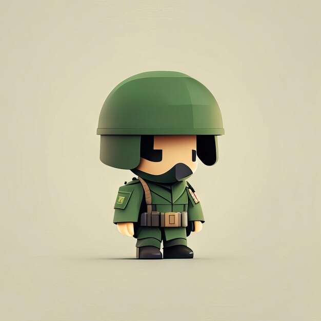 Minimalist soldier mascot illustration