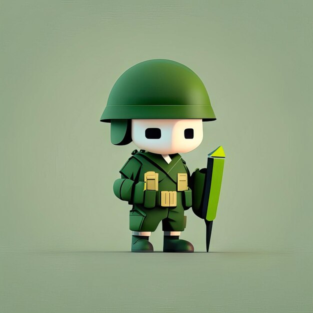 Фото Минималистская иллюстрация талисмана солдата