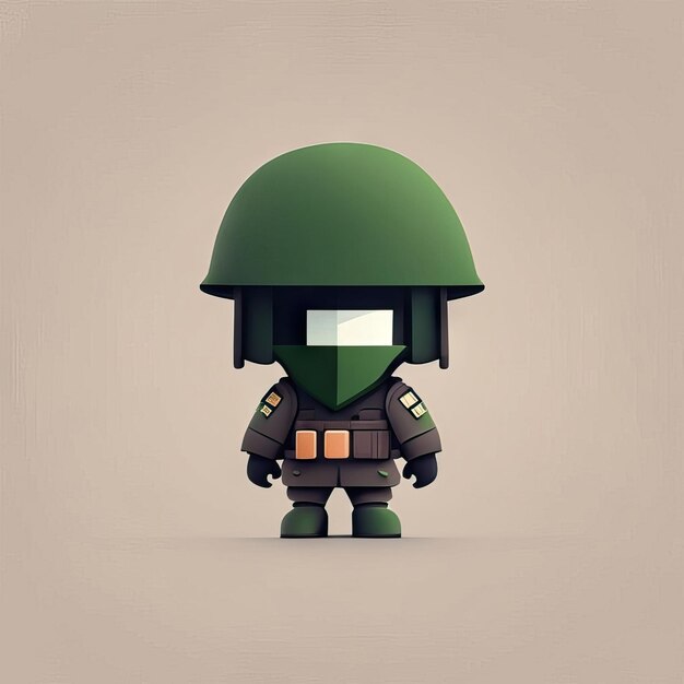 Minimalist soldier mascot illustration