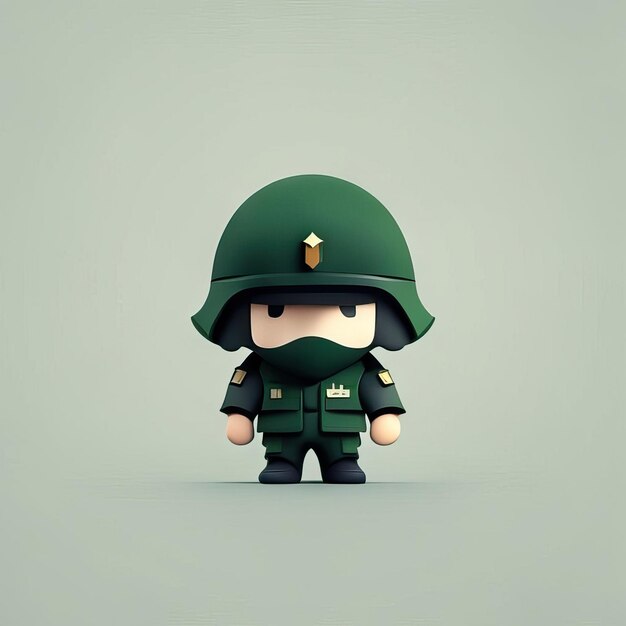 Minimalist soldier mascot illustration