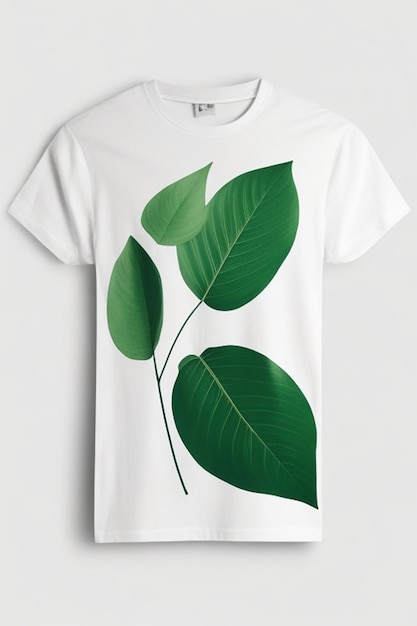 Минималистские весенние листья на футболке