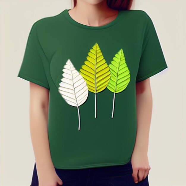 Minimalist spring leaves with on t shirt