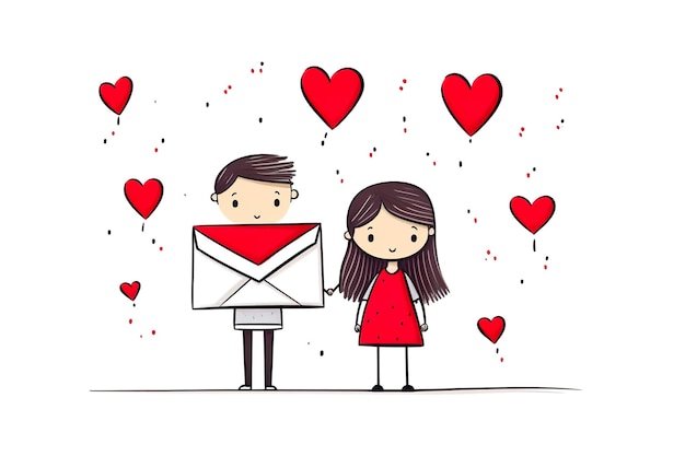 Foto minimalista st valentine's day doodle art