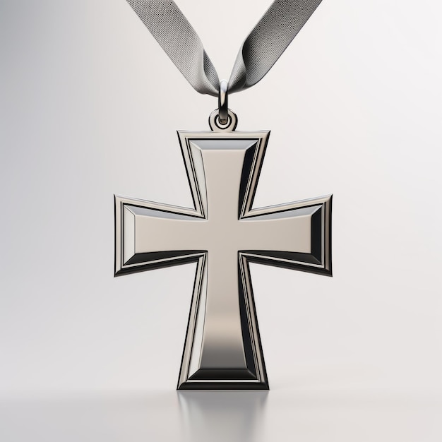 Minimalist Sterling Silver Military Cross Medals Polished Simplicity with PhotoRealistic Elegance