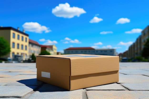 Minimalist Street Art Box in a Sunny Sky