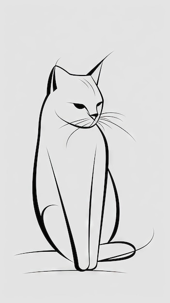 Photo minimalist style cat with simple strokes and straight lines