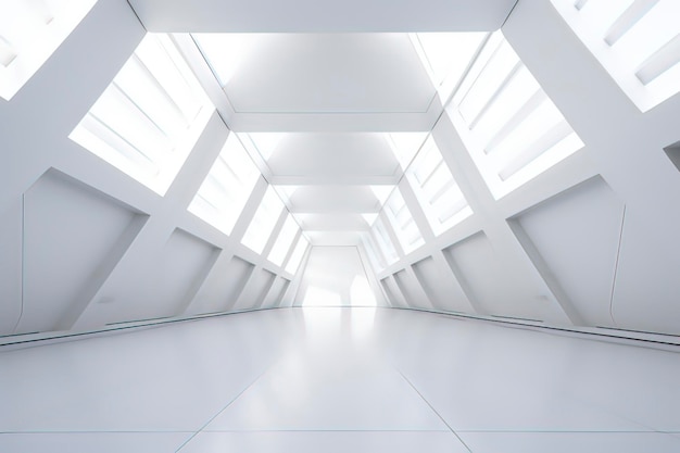 Minimalist style interior architectural structure of the art center AI technology generated image