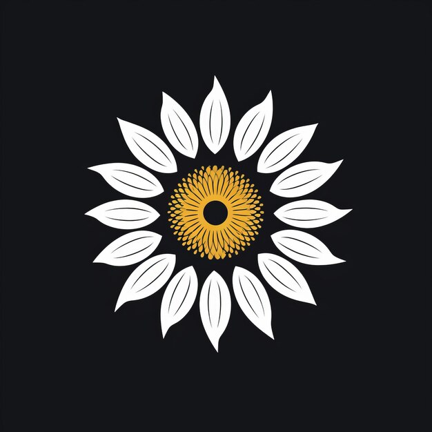 Foto logo minimalista di girasole su sfondo nero