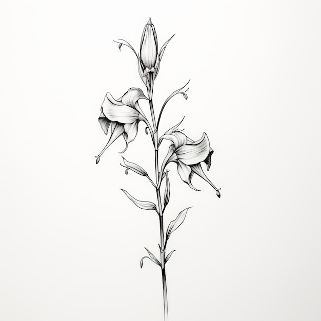 Photo minimalist surrealist hand drawn wildflower illustration