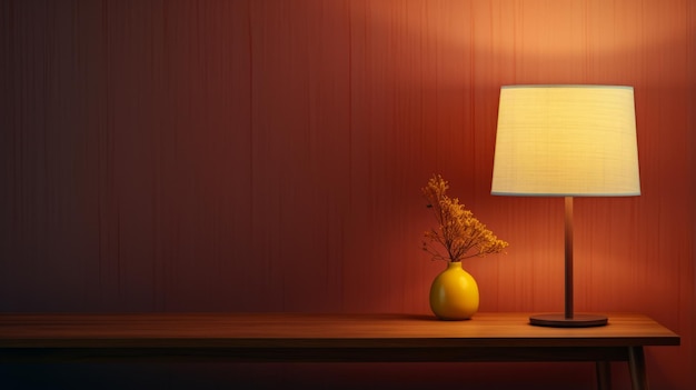 Minimalist Table Lamp On Wooden Table Captivating Still Life