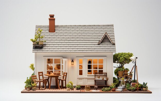 Minimalist Tiny House on White Table for land property business concept