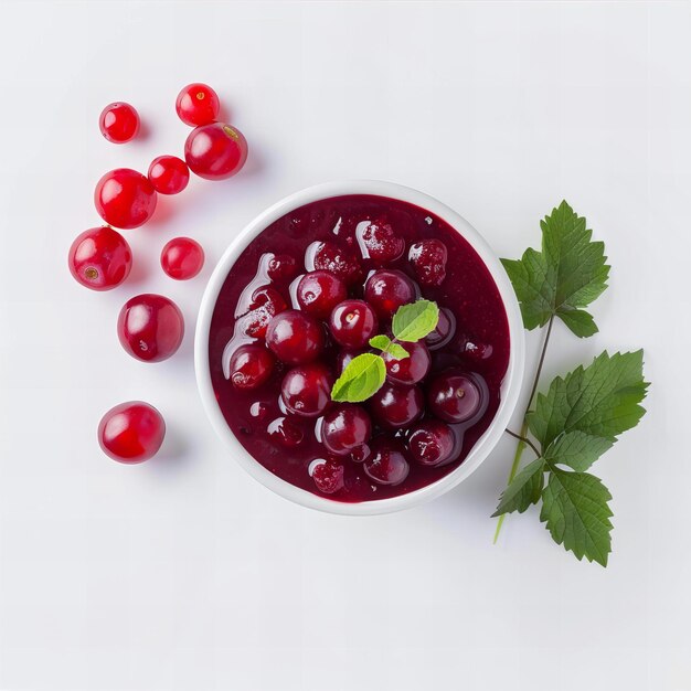 Minimalist top view of isolated red grape compote