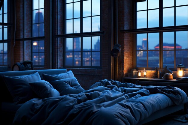 Photo minimalist urban loft bedroom