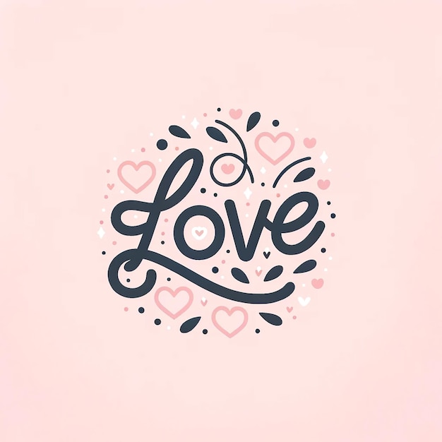 Minimalist Valentine's Background with Love Word and Pastel Hearts