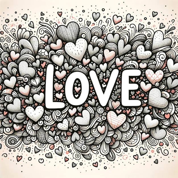 Photo minimalist valentine's background with love word and pastel hearts