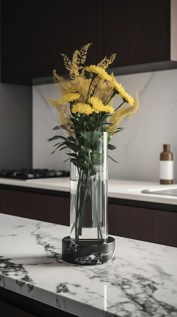 A Minimalist Vase with a Bright Yellow Flower