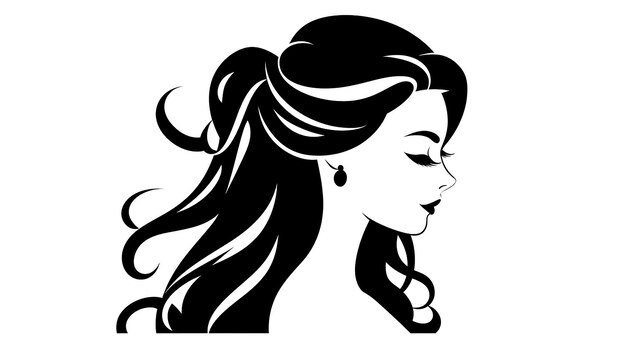 Minimalist Vector Art Black Princess Silhouette