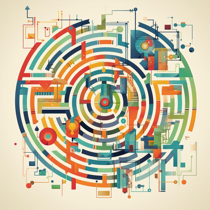 Premium AI Image  Minimalist vector art of Labyrinth of Maps 