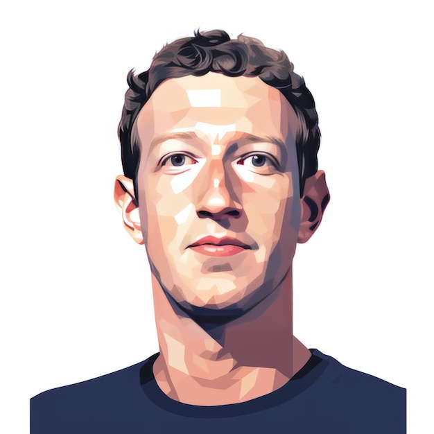 Photo minimalist vector art mark zuckerberg's portrait in flat design