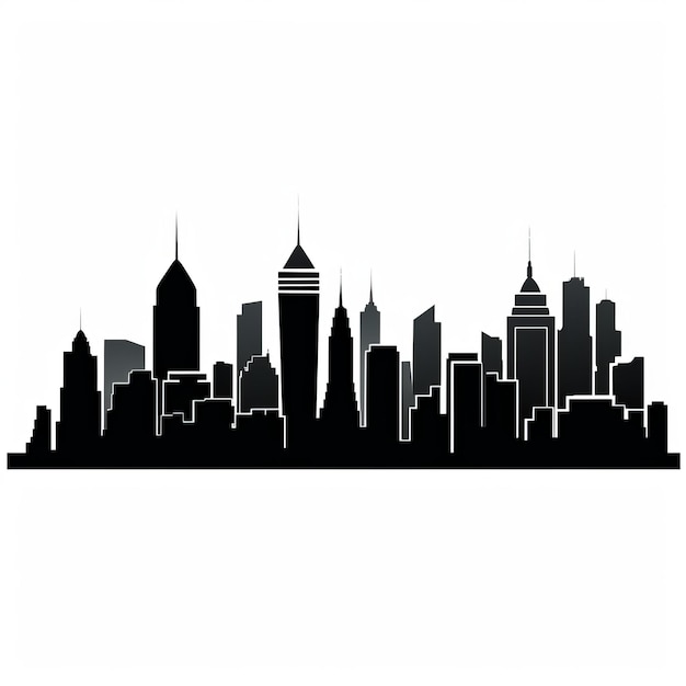 Photo minimalist vector cartoon city skyline silhouette on white background