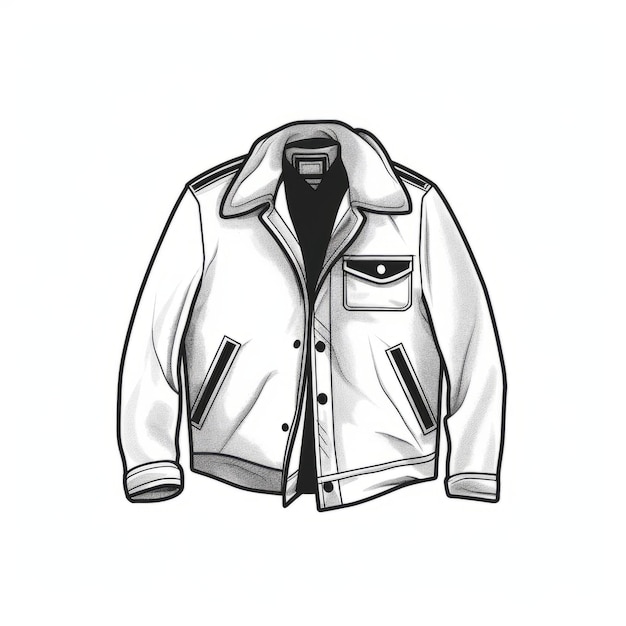 写真 白い背景の革のジャケットのミニマリストのベクトル絵画