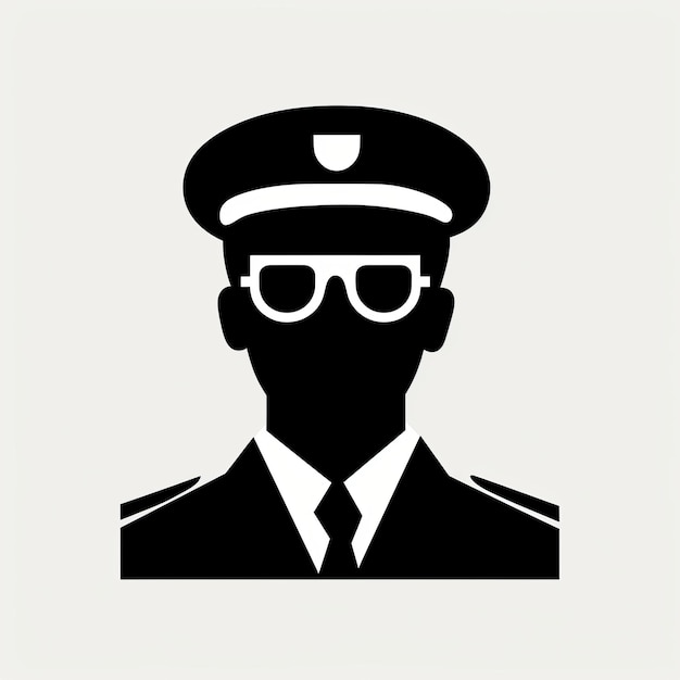 Minimalist Vector Icon Of Police Officer In Sunglasses And Uniform