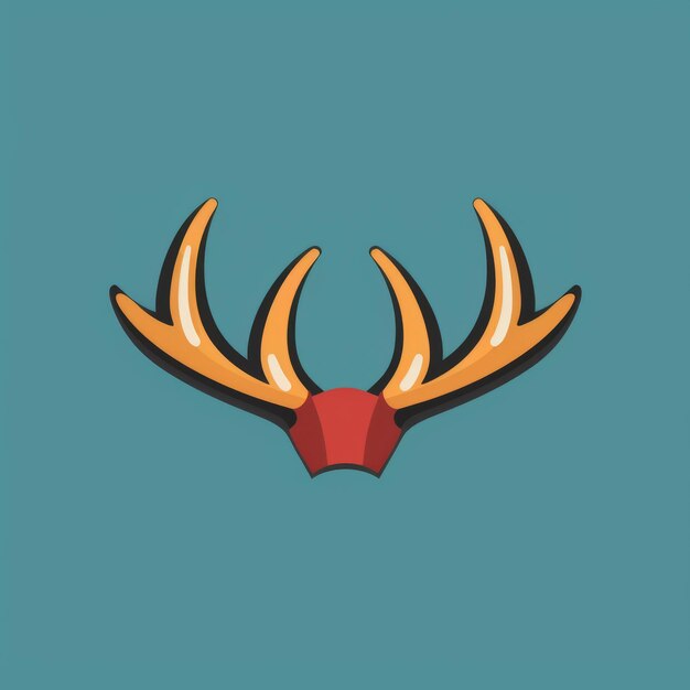 Photo minimalist vector illustration of pudu antlers on blue background