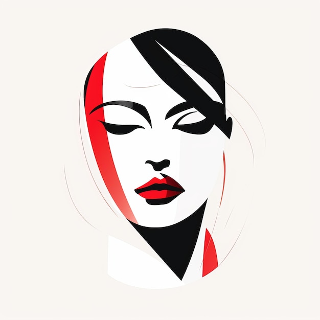 Minimalist Vector Illustration Of A Stylish Woman's Face