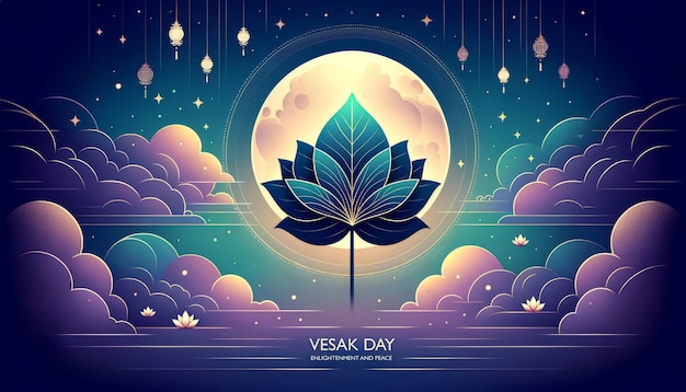 Minimalist Vesak Bodhi Leaf Banner