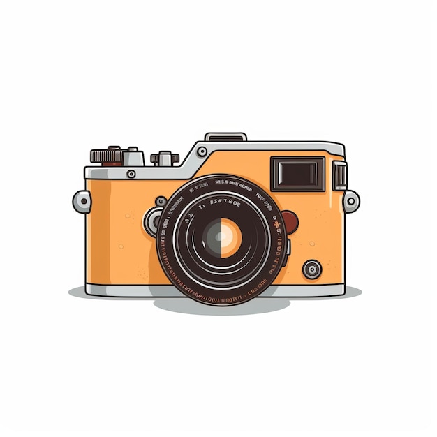 Minimalist Vintage Camera Icon Design On White Background