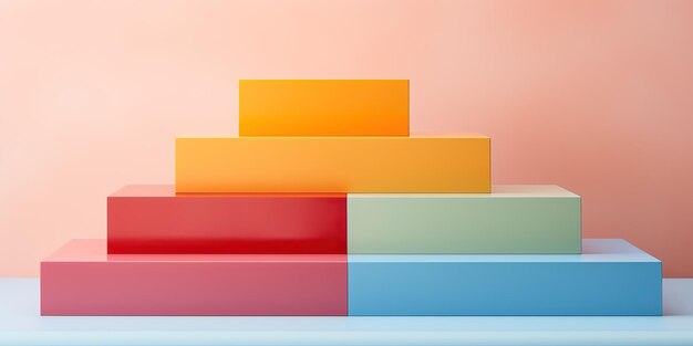 Minimalist vivid colour abstract steps product display podium