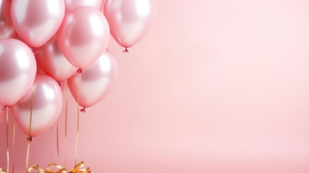 Photo minimalist wallpaper balloons large copyspace area pastel pink background offcenter composition