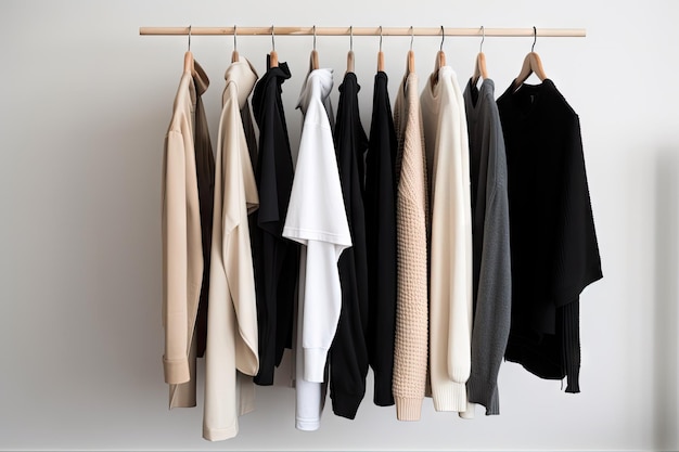 Minimalist wardrobe filled with classic timeless pieces for maximal versatility