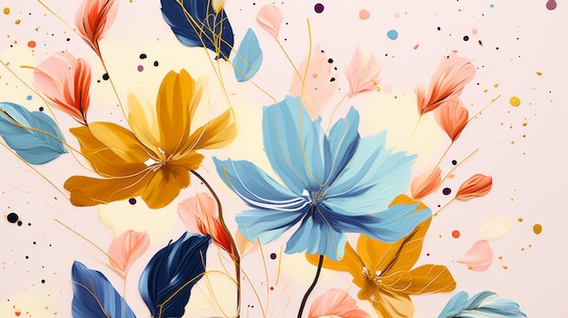 Photo minimalist watercolor painting aquarelle flowers