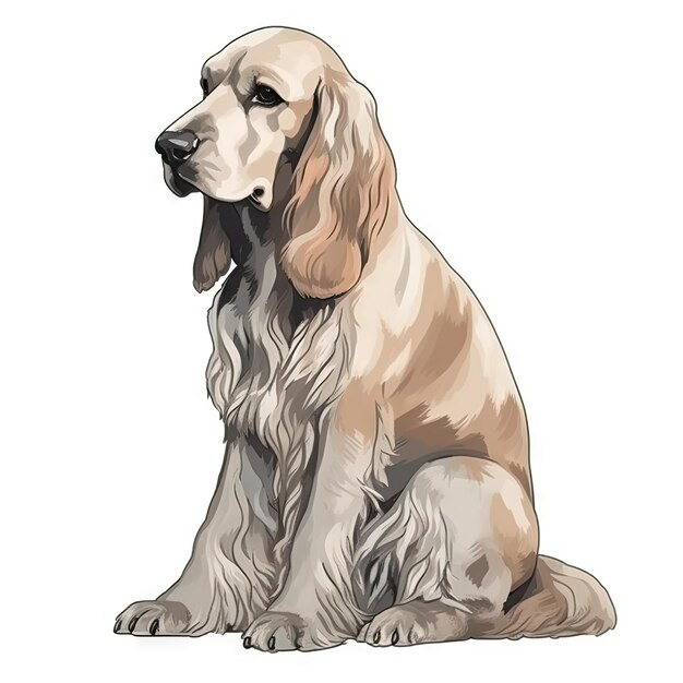 Minimalist Watercolor Painting of a Cocker Spaniel in Soft Pastel Colors