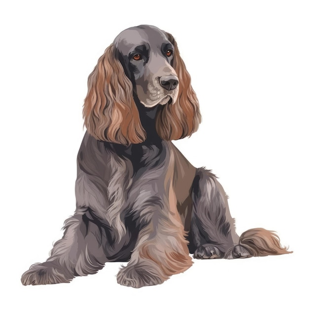 Minimalist Watercolor Painting of an English Cocker Spaniel in Soft Pastel Colors