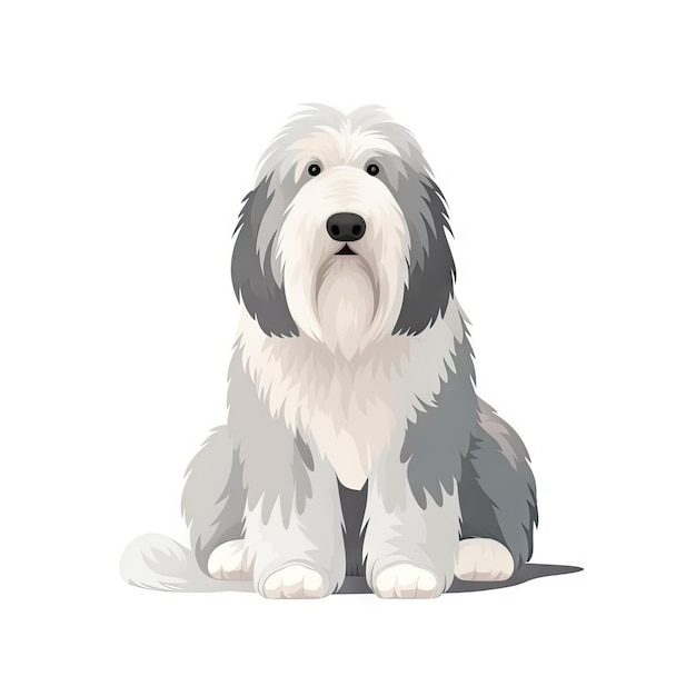 Minimalist Watercolor Painting of an Old English Sheepdog in Soft Pastel Colors