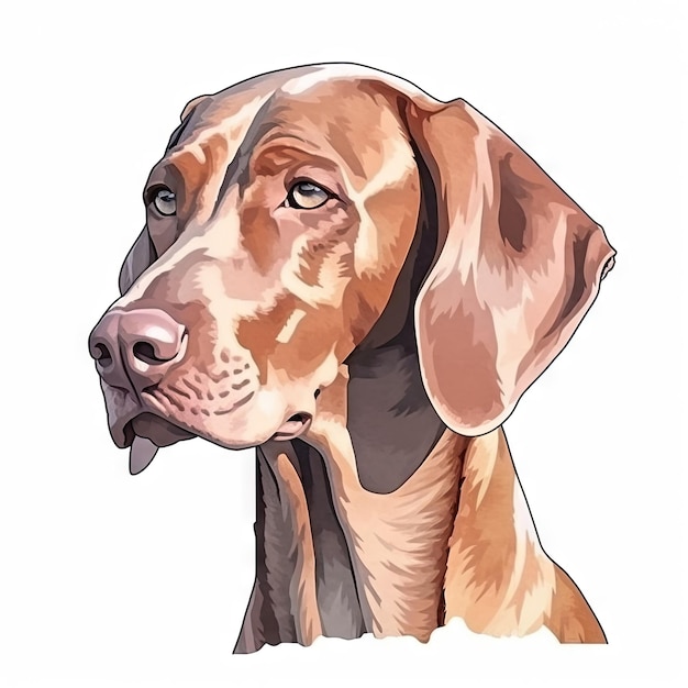 Minimalist Watercolor Painting of a Vizsla Dog on Soft Pastel Background