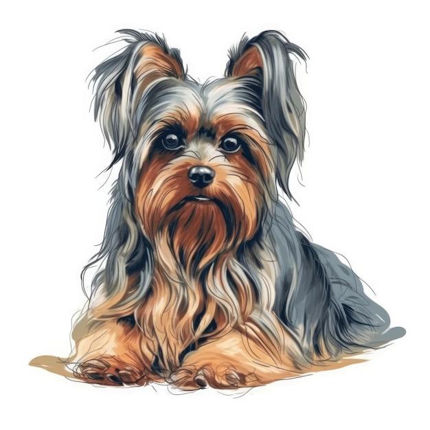 Minimalist Watercolor Painting of a Yorkshire Terrier in Soft Pastel Colors