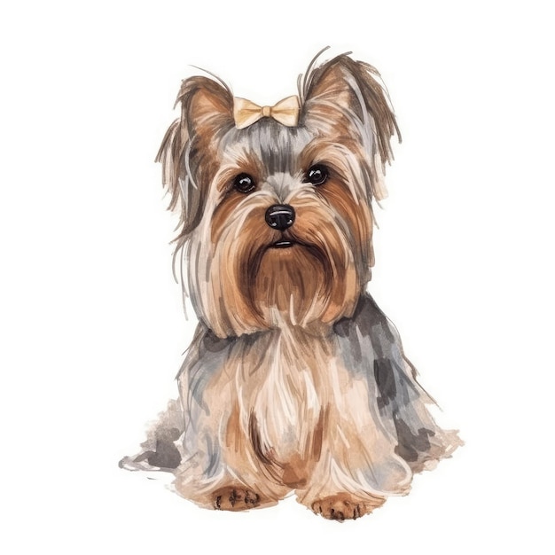 Minimalist Watercolor Painting of a Yorkshire Terrier in Soft Pastel Colors