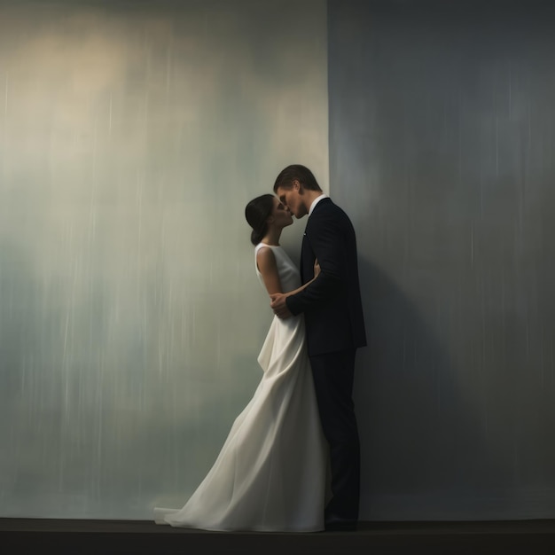 Photo minimalist wedding portrait in photorealist style