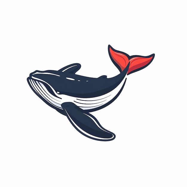 Minimalist Whale Logo Illustration on White Background