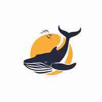 Photo minimalist whale logo illustration on white background