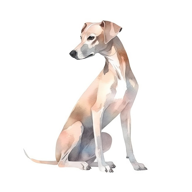 Photo minimalist whippet watercolor painting on soft pastel background