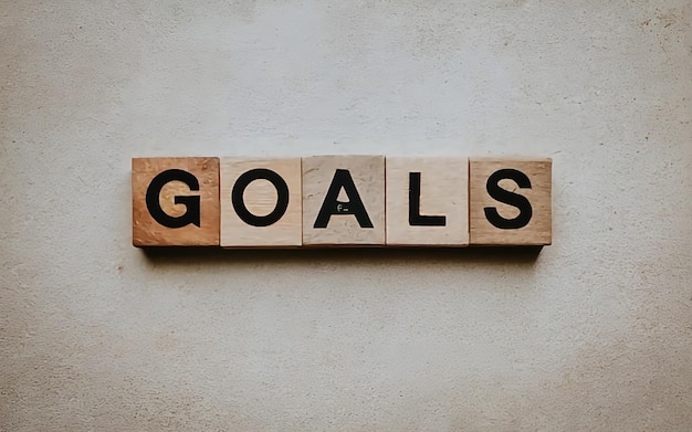 Minimalist White Background with the Word 'Goals'