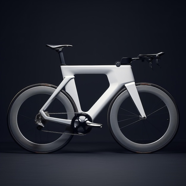 Minimalist White Bike With Scifi Baroque Aesthetic