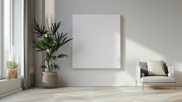 Минималистское белое полотно на стене высококлассной квартиры