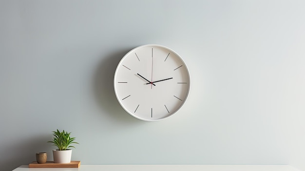 Minimalist White Clock on Wall