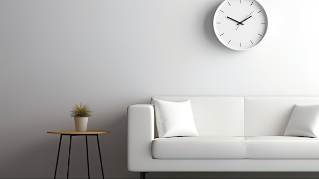 Minimalist White Clock on Wall