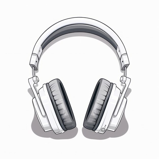 Minimalist White Ear Headphones Illustration With Intense Shading